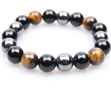 Ethnic 10mm Natural Black Obsidian Hematite Tiger Eye Beads Bracelets for Man Women Buddha Chakra Magnetic Health Pulseras 2024 - buy cheap