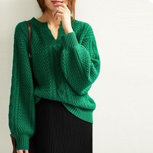 GejasAinyu-suéteres de estilo europeo para mujer, suéter de Cachemira con cuello en V, tops sueltos de punto, a la moda, invierno, 2020 2024 - compra barato