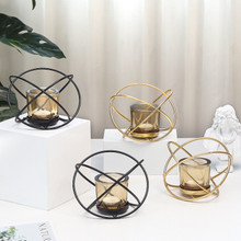 Castiçal em metal geométrico, decoração criativa estilo nórdico, ferro forjado, dourado, perfumado, para mesa 2024 - compre barato