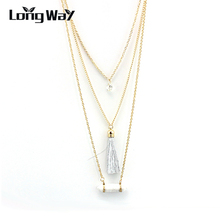 LongWay hot sale Natural Stone Crystal Long Chain Pendant Necklace For Women Tassel Multilayer Necklaces Girl Gift SNE160106 2024 - buy cheap
