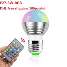 CE ROHS 3W E27 LED RGB led light bulb Lamp 16 Color Changing 85V~256V indoor lighting for home warranty 2 years 100pcs DHL Free 2024 - buy cheap