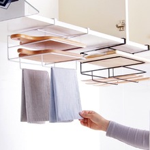 Double Layer Iron Kitchen Cabinets Shelf Chopping Board Storage Rack Shelves Kitchen Towel Holder Rack Free Drilling 8 2024 - buy cheap