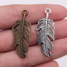 WYSIWYG 3pcs 40x16mm Antique Silver Color Antique Bronze Metal Feather Charms Feather Feather Charms Jewelry Making 2024 - buy cheap