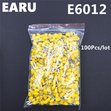 100Pcs E6012 Tube Insulating Insulated Terminal 6MM2 10AWG Cable Wire Connector Insulating Crimp E Black Yellow Blue Red Green 2024 - buy cheap