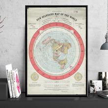 Poster And Prints 1892 Flat Earth Map Movie World Map Modern Painting Art Wall Pictures For Living Room Home Collection Decor 2024 - buy cheap
