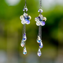 New handmade earrings rose with Austrian crystal tassels long European and American temperament female earrings 2024 - buy cheap