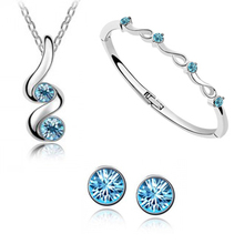 Fashion KC White austrian crystal women pendant necklace/earrings/bracelet bangles gift bride wedding Jewelry Sets 2024 - buy cheap