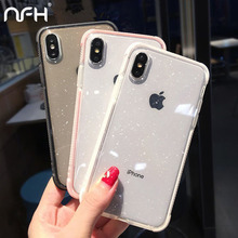 Funda de silicona transparente con purpurina para iPhone, protector de goma para teléfono iPhone XS MAX XR 6 7 6S Plus 2024 - compra barato