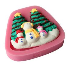 Christmas Snow Men Trees Shape Silicone Mold Cake Decoration Fondant Cake 3D Food Grade Soap Chocolate Moulds D454 2024 - buy cheap