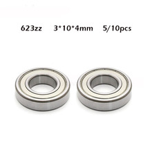 Free shipping 5/10PCS/lot Deep Ball Bearing 623zz 623z 623ZZ 3*10*4mm Deep Groove Flanged Pulley Wheel for 3D Printers Parts 2024 - buy cheap