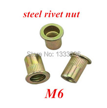 200pcs M6*15 Flat Rivet Nut Rivnut Insert Nutsert Countersunk Head column Nut steel with yellow zinc plated 2024 - buy cheap