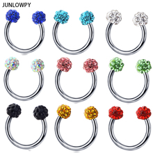 JUNLOWPY 1PCS Surgical Steel Ear Piercing Crystal Ball Ear Cartilage Tragus Helix Earring Stud Nose Septum Hoop Rings Horseshoe 2024 - buy cheap