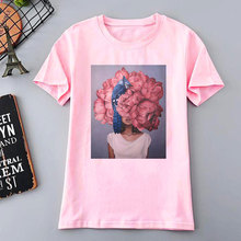 Camiseta de estética Harajuku, Tops sexys con estampado de flores de manga corta, camisetas Punk de Ana Grande, ropa informal de moda, 2019 2024 - compra barato