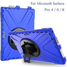 For Microsoft Surface Pro 4 / 5 / 6 12.3" Tablet Silicone Hard Cover kickstand design Hand bracel Shockproof Kids Protector Case 2024 - buy cheap