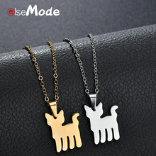 ELSEMODE New Arrival Fashion Cat Pendant Necklaces Steel Gold Stainless Steel Link Chain Necklace Pet Lucky Jewelry For Women 2024 - buy cheap