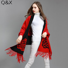 2018 Oversize Double Side Scarf Winter Knitted Floral Poncho Women Solid Designer Female Long Sleeves Wrap Two Color Shawl 2024 - buy cheap