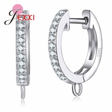 Clear Cubic Zirconia Earring Finding Accessory Top Quality 925 Sterling Silver Earrings For Women Wedding Hoop 2024 - buy cheap