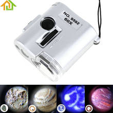 60X Mini Portable Pocket LED UV Light Microscope Jewelry Magnifier Loupe Glass 2024 - buy cheap