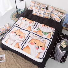 Cute Shiba Inu Soft Bedding Set Pets Dog Queen Duvet Cover Sets Adults/Kids Twin  King cartoon new Luxury fashion 3D Bedclothes 2024 - купить недорого