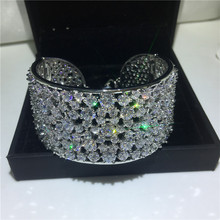Vecalon-pulsera de compromiso de circonia cúbica para mujer, brazalete de oro blanco, accesorios de boda, regalo 2024 - compra barato
