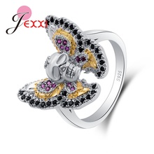 JEXXI estilos europeos calavera y forma de mariposa anillos geniales para mujeres danza fiesta dedos joyería de calidad superior Zirconia cúbica 2024 - compra barato