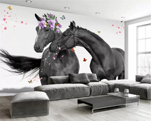 beibehang Wallpaper custom photo sweet couple horse modern minimalist Nordic hand-painted mural wall decoration painting 2024 - buy cheap