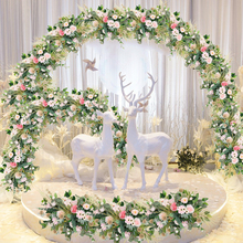 Wedding stage scene background layout artificial silk flower row line road leading flower shop window shopping mall decoration 2024 - buy cheap