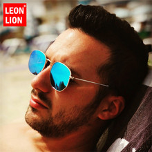 LeonLion 2021  Fashion Square Sunglasses Men Women Retro Hexagon Mirror Metal Sun Glasses Vintage Brand Lentes De Sol Mujer 2024 - buy cheap