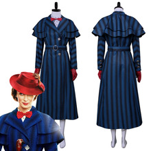 2018 Mary Cosplay Poppins Returns Mary Cosplay Poppins Costume Dress Coat For Adult Women Halloween Carnival Costumes Cusom Made 2024 - buy cheap