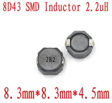 Indutor de chip smd 8d43 2.2u, 8*8*4.5mm cdrh 8d43 2r2 e indutância de energia 500 peças 2024 - compre barato