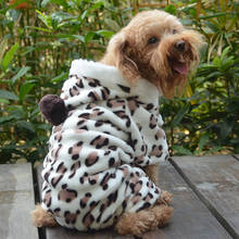 Winter Soft Warm Pet Dog Jumpsuit Puppy Cat Clothes Fleece Leopard Print Costume Coat Jumpsuit Hoodies 2024 - buy cheap