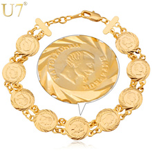 U7 France Coin Napoleon Bracelets Men Women Jewelry Wholesale Trendy Gold Color Link Chain ID Bracelets & Bangles H355 2024 - buy cheap