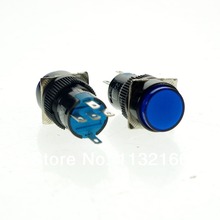 10pcs 6VDC Pilot Light Lamp 16mm Hole Color Blue 1NO 1NC Contact 5 Pin SPST Momentary Push Button Switch 2024 - buy cheap