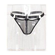 Calcinha de couro masculina sensual, com bolsa super fina de seda transparente, tanga jock masculina, brinquedos sexuais para jogos adultos 2024 - compre barato