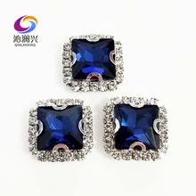 Ink blue square shape high quality Crystal glass buckle,silver bottom sew on rhinestones for Diy/jewelry accessories SQK20 2024 - buy cheap