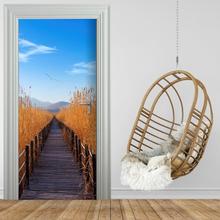 Pegatina de puerta creativa para sala de estar, papel tapiz autoadhesivo de PVC para dormitorio, Mural de renovación impermeable, calcomanía de otoño 2024 - compra barato
