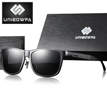 Мужские солнцезащитные очки для вождения UNIEOWFA, из алюминиево-магниевого сплава, поляризационные солнцезащитные очки Polaroid, квадратные, черные, 2019 2024 - купить недорого