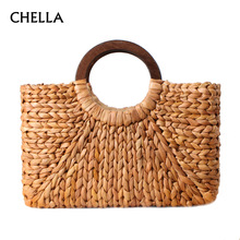 Women Vintage Rattan Handbag Female Bohemian Summer Beach Straw Bags Lady Simple Weave Bag Handmade Casual Large Tote SS0398 2024 - buy cheap