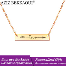 AZIZ BEKKAOUI Simple Letter LOVE Gold Color DIY Letter Bar Necklaces Women Engraved Name Necklace Jewelry Gift Dropshipping 2024 - buy cheap