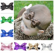 Fashion Sequin Big Bow Baby Infant Hair Band Toddler Kids Headdress Elastic Headband Cute Birthday Gift Newborn Photo Shoot 2024 - buy cheap