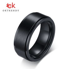 Oktrendy 8 мм вращающееся основное кольцо для мужчин черные повседневные из нержавеющей стали мужские Anel Masculino стильные панк Spinner Alliance Jewelry 2024 - купить недорого