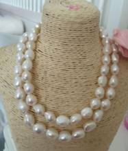 New 2row 12-13mm south baroque white pearl necklace 17-18" 2024 - buy cheap