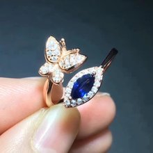 Fashion Open design Butterfly flight Natural blue sapphire Ring S925 Silver Natural Gemstone Ring girl Women's party Jewelry 2024 - buy cheap