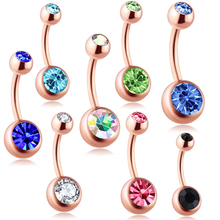 JUNLOPWY Rose Gold Belly Button Ring Surgical Steel 14 Gauge Navel Piercing Barbell Curved Bar Earring Body Jewelry Mix 10 Color 2024 - buy cheap