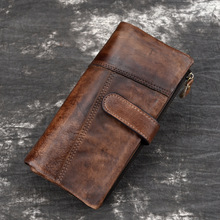 Vintage Men Wallet Clutch Genuine Leather Brand Rfid Wallet Male Organizer Cell Phone Clutch Bag Long Coin Purse Cartera Hombre 2024 - buy cheap