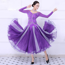 Vestido de dança de salão padrão, vestido feminino de alta qualidade, elegante, roxo, competição, dança, fantasia de valsa, vestidos de dança de salão 2024 - compre barato