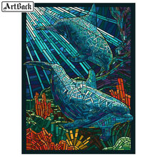 Artback diy diamond mosaic dolphin full square 5d diamond painting animal 3D diamond embroidery handmade art sticker 2024 - buy cheap