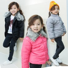 Novo inverno meninas meninos casacos de algodão quente crianças gola de pele casacos outerwear coreano roupas infantis 3-8 anos 2024 - compre barato