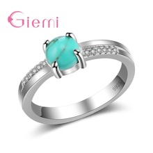 Classic 925 Sterling Silver  Jewelry Women Statement Rings with Green Opal Stone Precious Retro Wedding Engagement Anillos 2024 - buy cheap