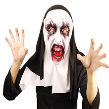 Terror irmã cosplay fantasma diabo freira cos sangue látex cabeça capa adulto halloween cosplay trajes carnaval disjunisment 2024 - compre barato